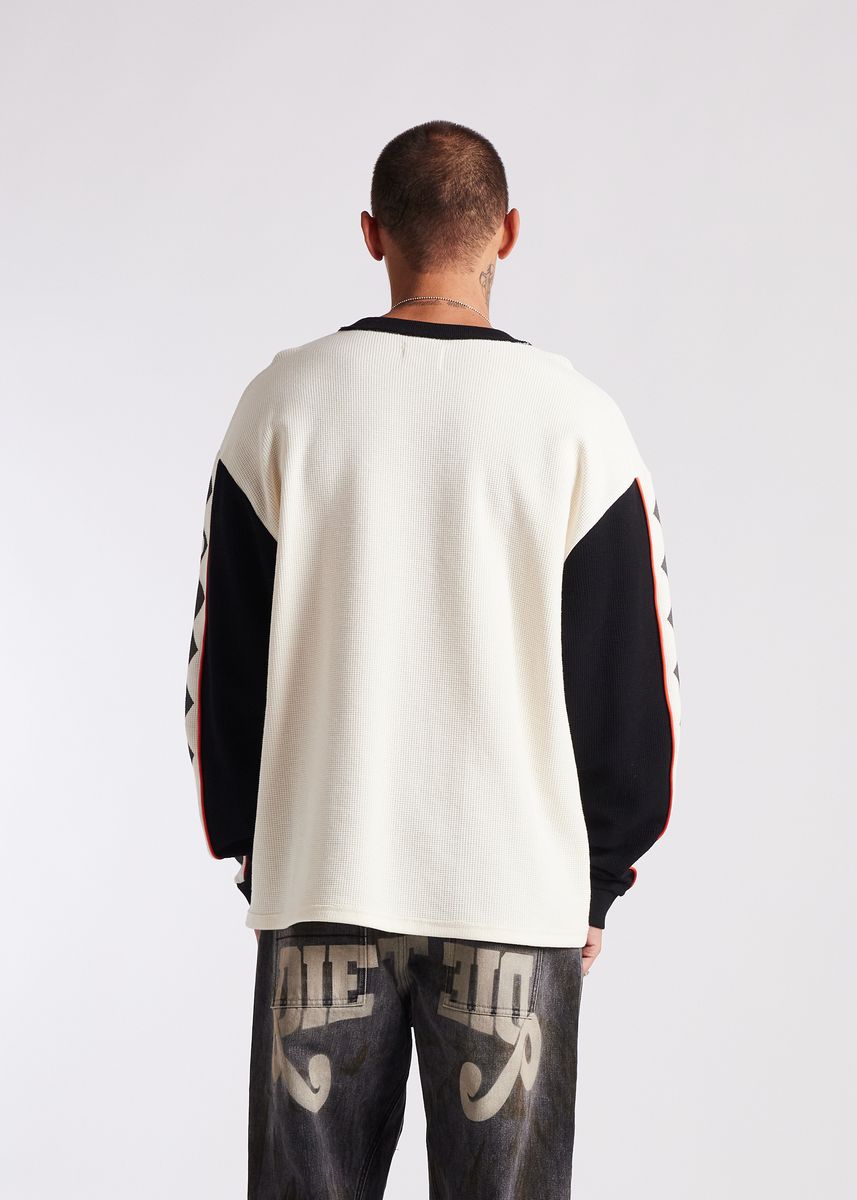 Diet Starts Monday  Ignition Waffle Long Sleeve - Antique White/Black