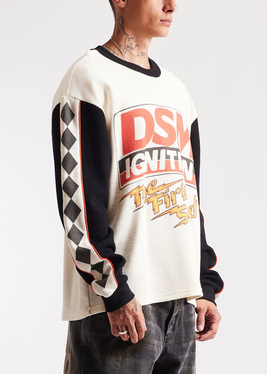 Diet Starts Monday  Ignition Waffle Long Sleeve - Antique White/Black