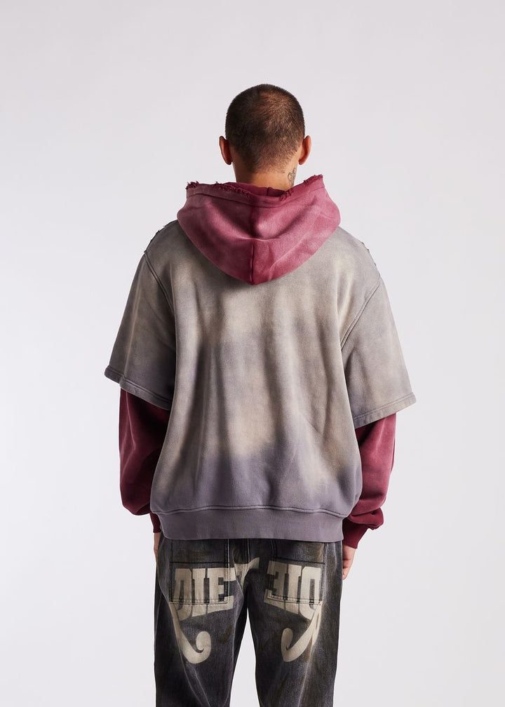 Diet Starts Monday Double Layer Hoodie - Washed Black/Maroon