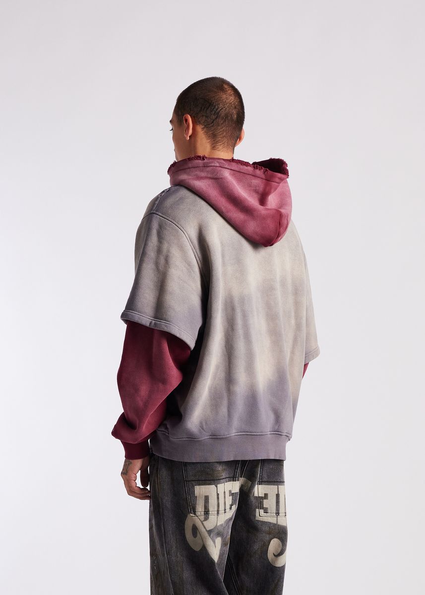 Diet Starts Monday Double Layer Hoodie - Washed Black/Maroon