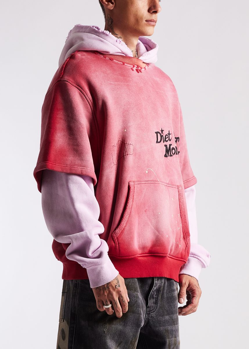 Diet Starts Monday Double Layer Hoodie - Washed Red/Pink