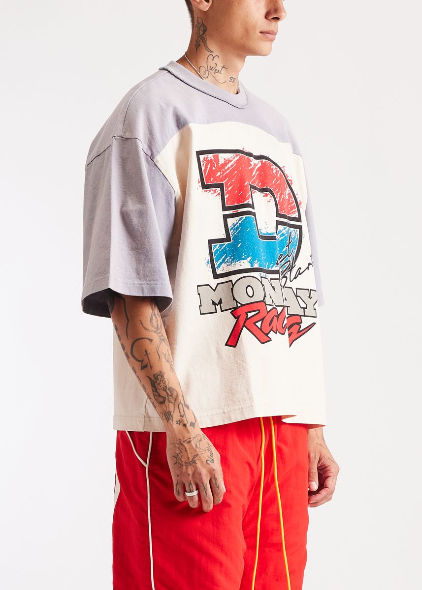 Diet Starts Monday Racing Yoke Tee - Antique White/Grey