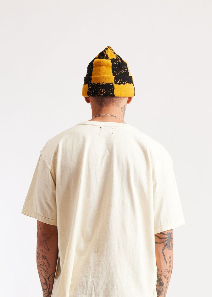 Diet Starts Monday Checkered Beanie - Yellow/Black