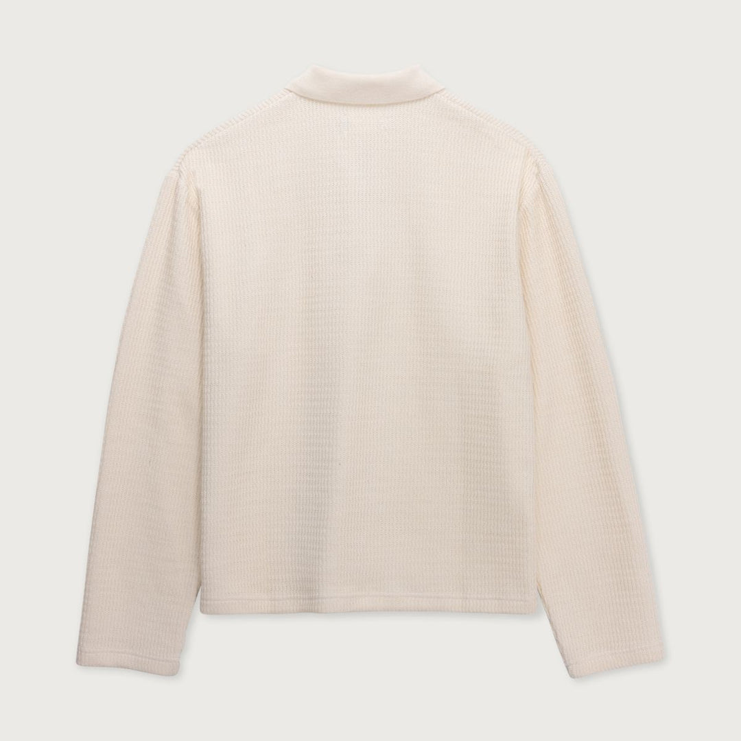 Honor The Gift  Wavy Knit L/S Polo - Bone