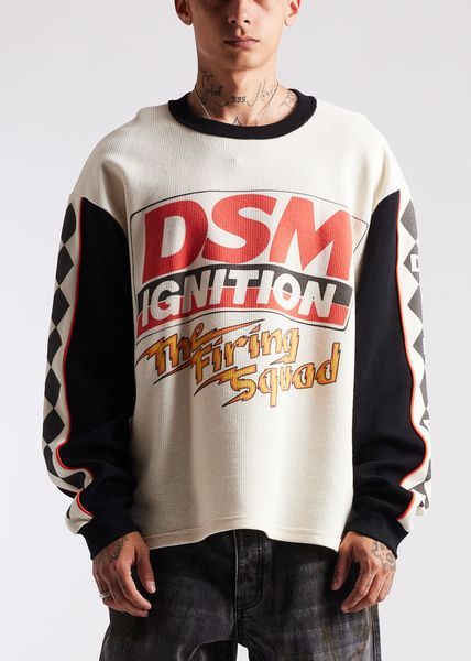 Diet Starts Monday  Ignition Waffle Long Sleeve - Antique White/Black