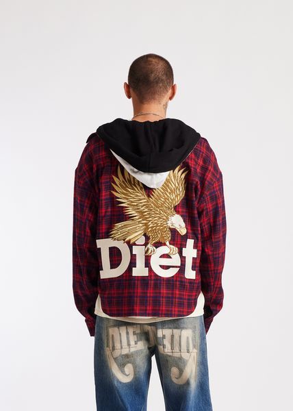Diet Starts Monday Eagle Hooded Flannel - Red/Navy