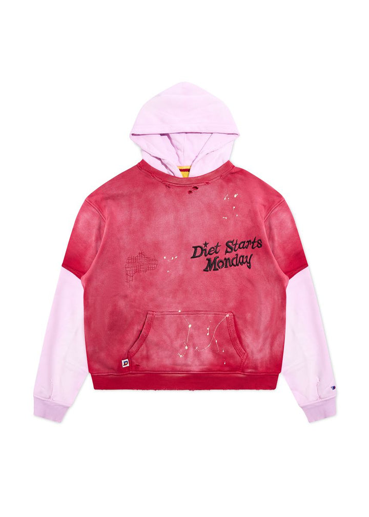 Diet Starts Monday Double Layer Hoodie - Washed Red/Pink