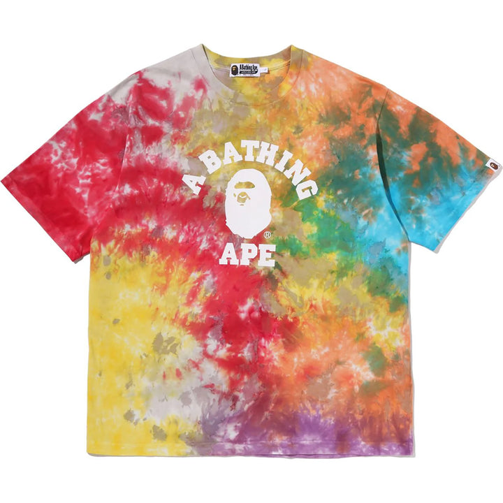BAPE TIE DYE COLLEGE RELAXED FIT TEE M MULTI