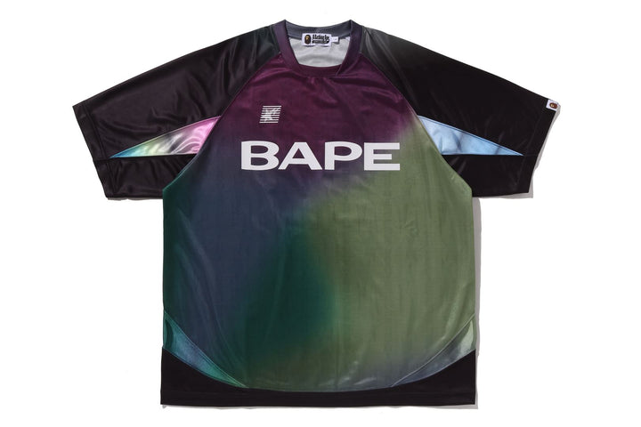 BAPE TIE DYE STA STRIPE PATTERN RELAXED FIT FOOTBALL JERSEY TEE M