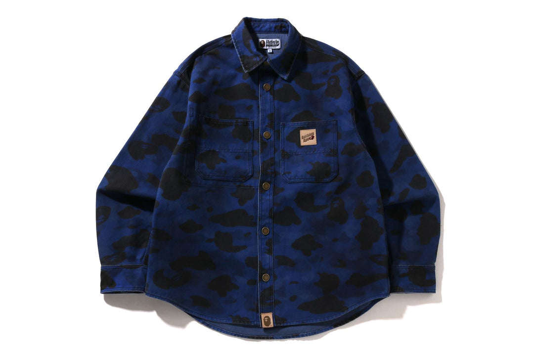 BAPE SOLID 1ST CAMO WORK LS SHIRT M NAVY