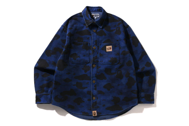 BAPE SOLID 1ST CAMO WORK LS SHIRT M NAVY