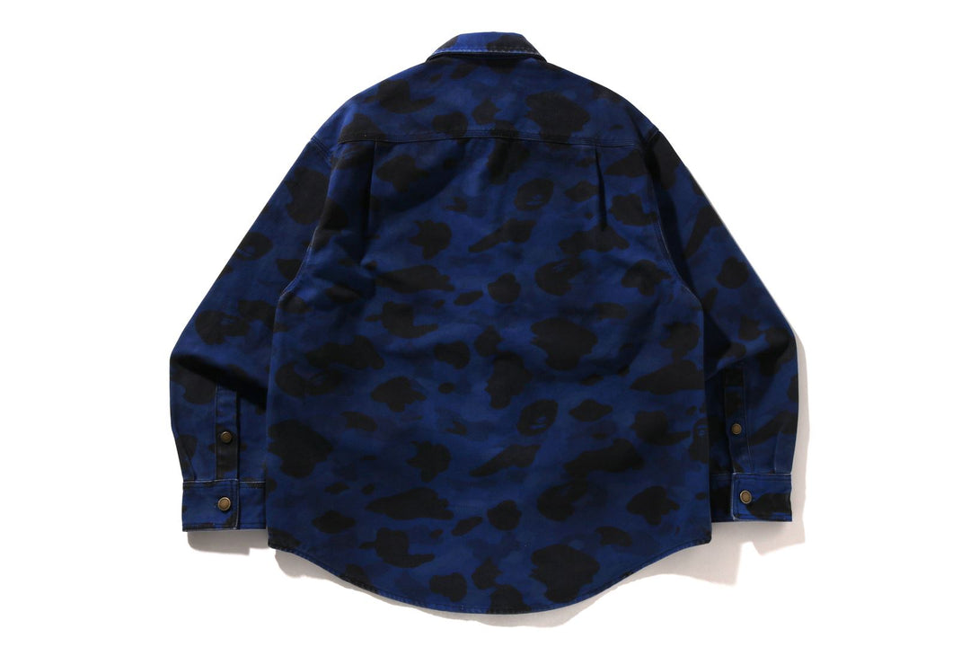 BAPE SOLID 1ST CAMO WORK LS SHIRT M NAVY