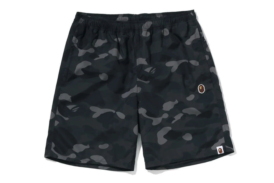 BAPE COLOR CAMO APE HEAD ONE POINT BEACH SHORTS M BLACK