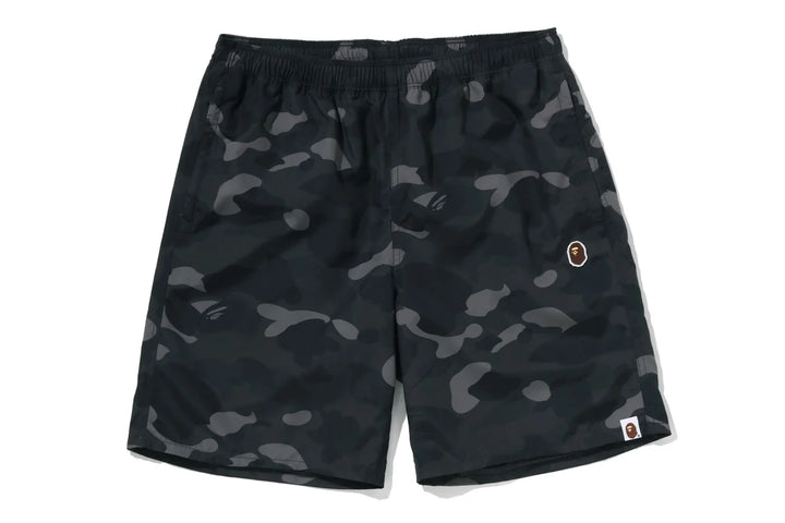 BAPE COLOR CAMO APE HEAD ONE POINT BEACH SHORTS M BLACK