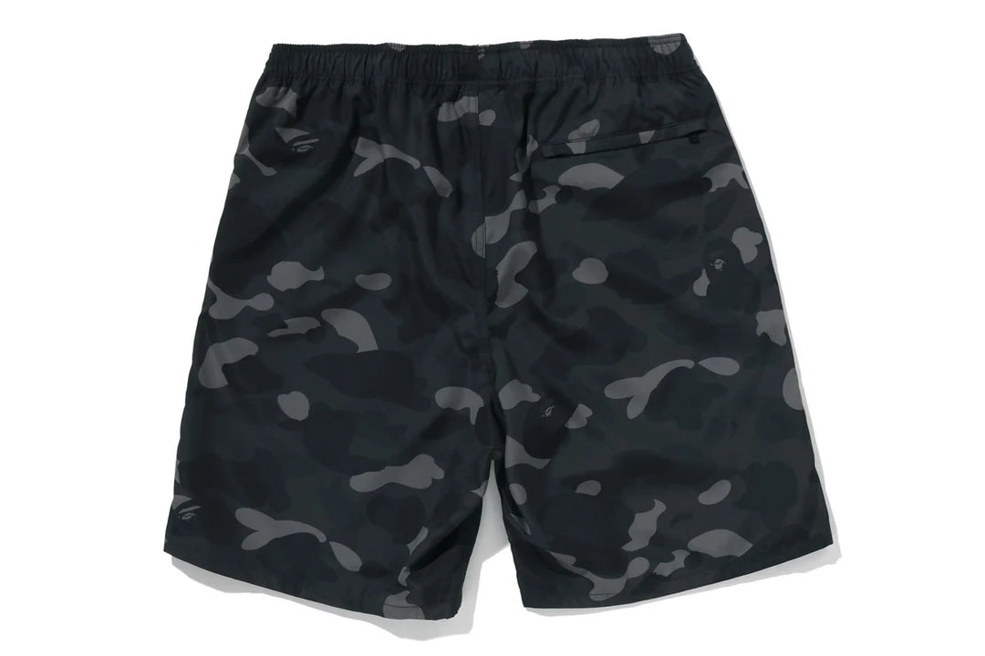 BAPE COLOR CAMO APE HEAD ONE POINT BEACH SHORTS M BLACK