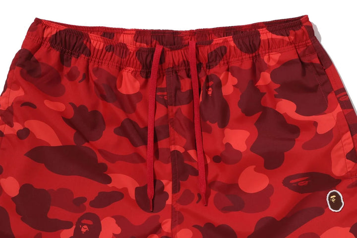 BAPE COLOR CAMO APE HEAD ONE POINT BEACH SHORTS M RED