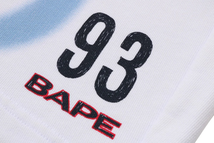BAPE HEAVY WASH HAND DRAW FOOTBALL LOGO RELAXED FIT SWEAT SHORTS M WHITE