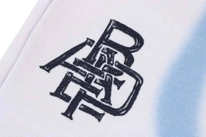 BAPE HEAVY WASH HAND DRAW FOOTBALL LOGO RELAXED FIT SWEAT SHORTS M WHITE