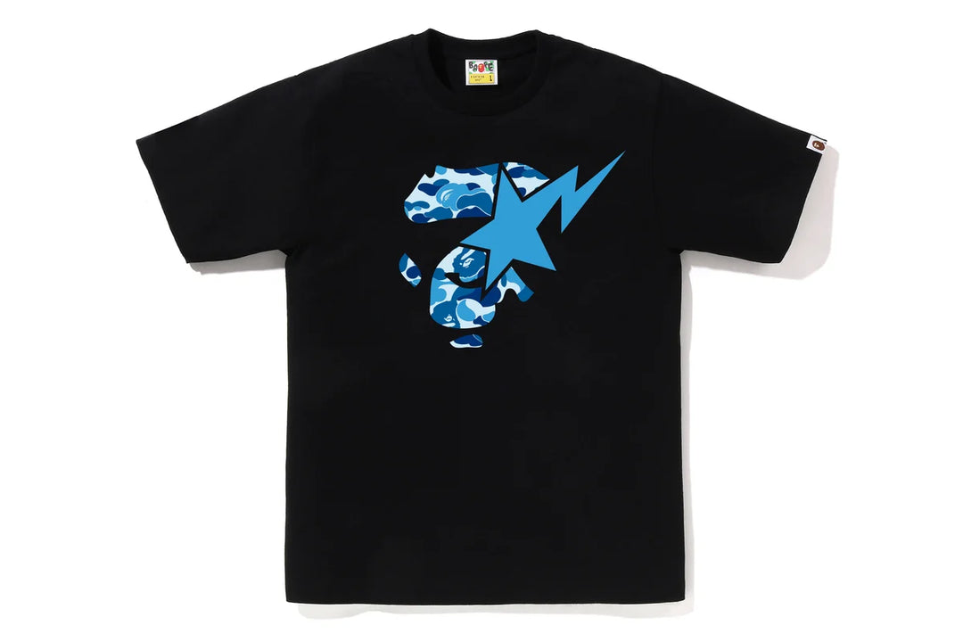 BAPE ABC CAMO APE FACE STA TEE M BLACK X BLUE