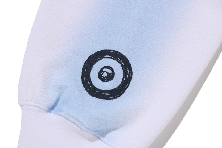 BAPE HAND DRAW FOOTBALL SHARK RELAXED FIT FULL ZIP HOODIE M WHITE