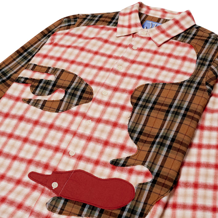 KidSuper Studios Patchwork Face Flannel Shirt - Red