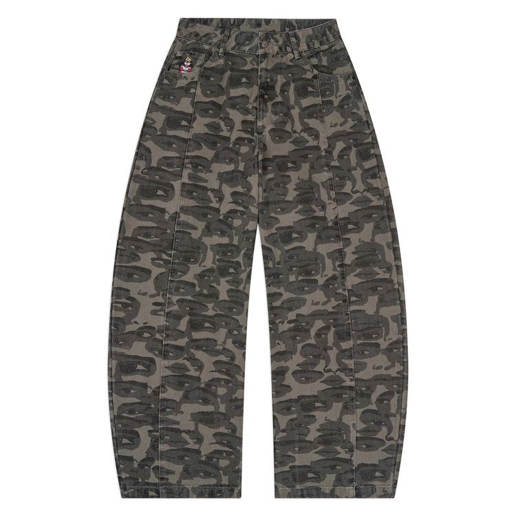 KidSuper Face Camo Wide Leg Jean - Black