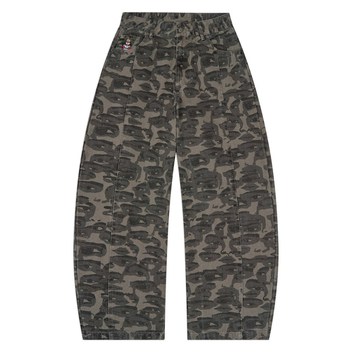 KidSuper Face Camo Wide Leg Jean - Black