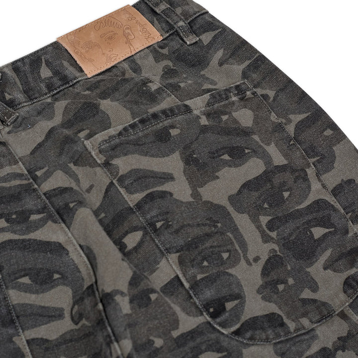 KidSuper Face Camo Wide Leg Jean - Black