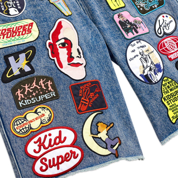 KidSuper Patches Denim Long Short - Dark Blue