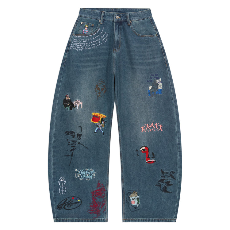KidSuper Embroidered Paintings Balloon Pants - Blue