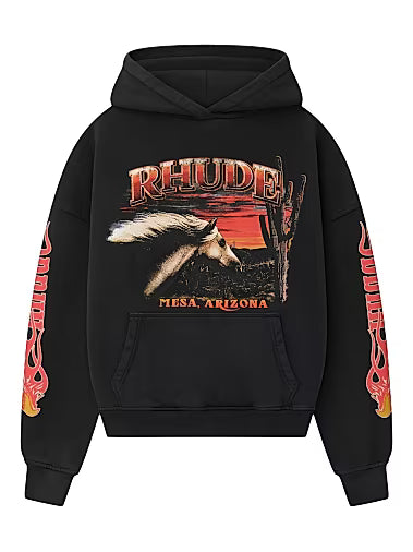 Rhude Mesa Stallion Hoodie - Vintage Black/ Red/ Yellow