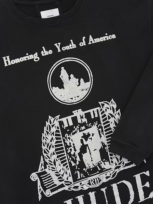 Rhude Youth Of America Ls Tee - Vintage Black/ White