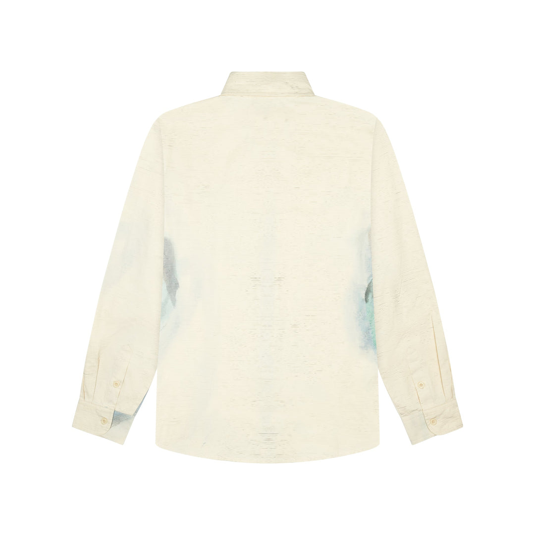 KidSuper Studios Printed Face Button Up - Tan/Blue