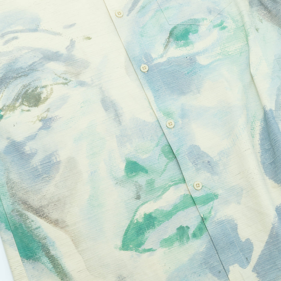 KidSuper Studios Printed Face Button Up - Tan/Blue