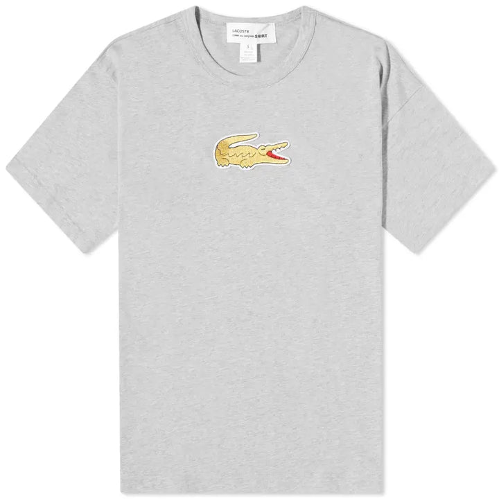 Comme des Garçons SHIRT x Lacoste Large Croc Logo T-Shirt - Top Grey & Gold