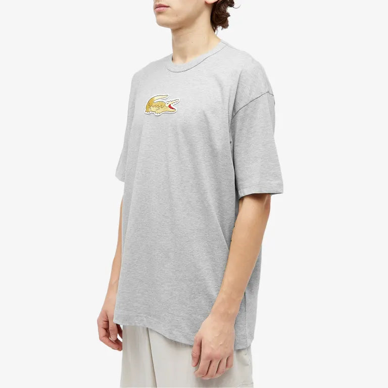 Comme des Garçons SHIRT x Lacoste Large Croc Logo T-Shirt - Top Grey & Gold