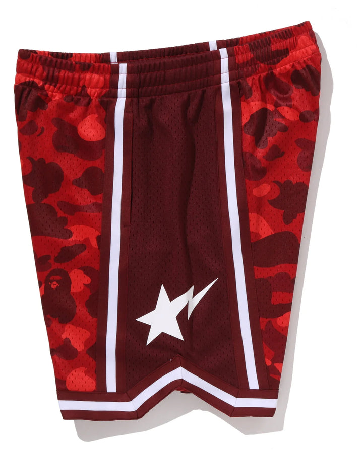 BAPE COLOR CAMO MESH RELAXED FIT SHORTS M RED