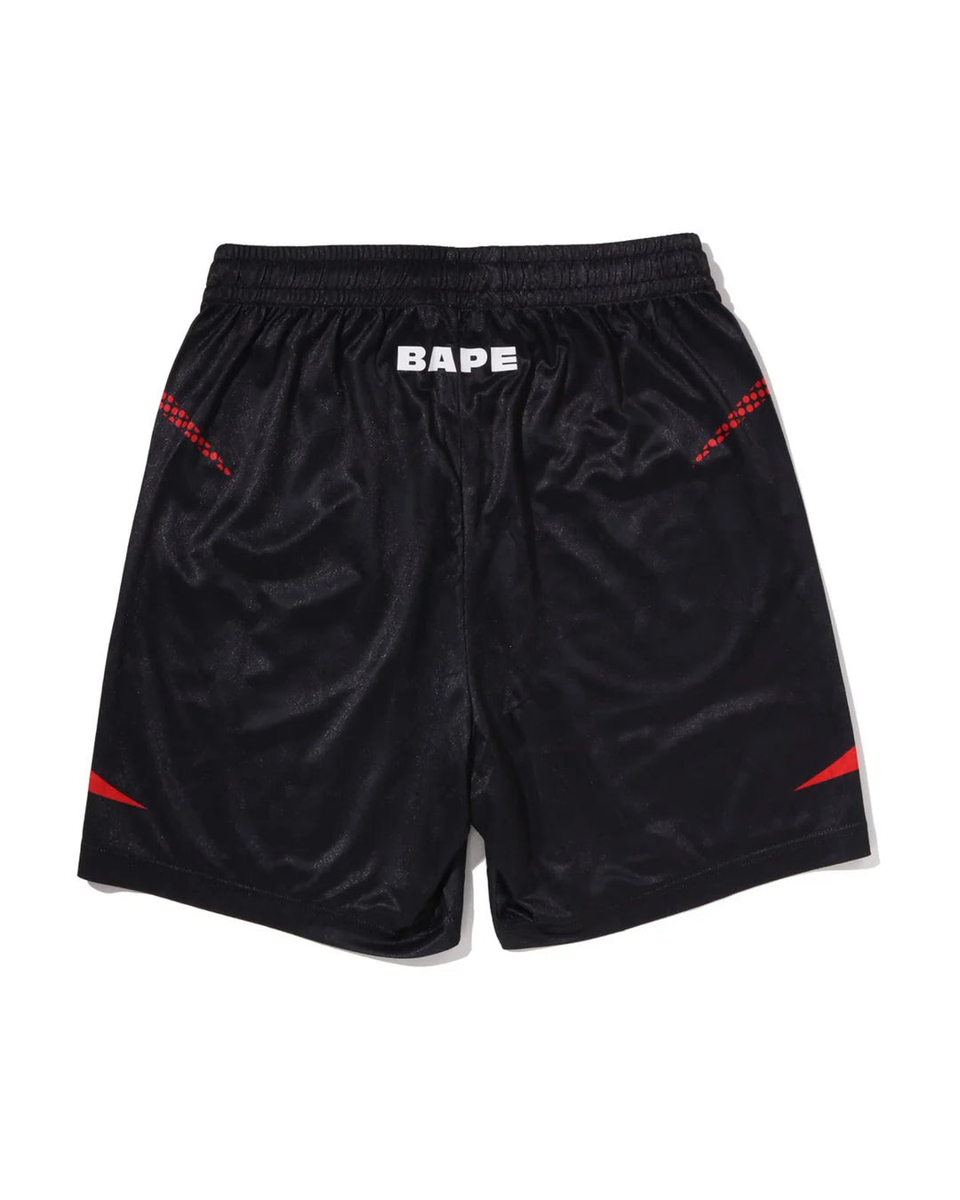 BAPE APE FLAME MONOGRAM JACQUARD RELAXED FIT FOOTBALL SHORTS M BLACK
