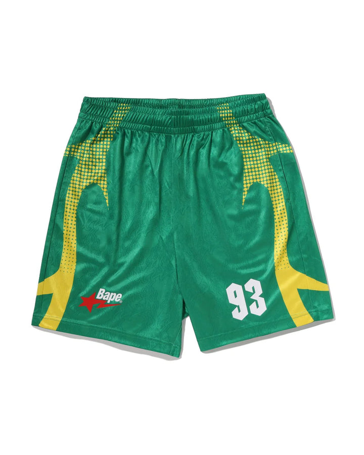 BAPE APE FLAME MONOGRAM JACQUARD RELAXED FIT FOOTBALL SHORTS M GREEN