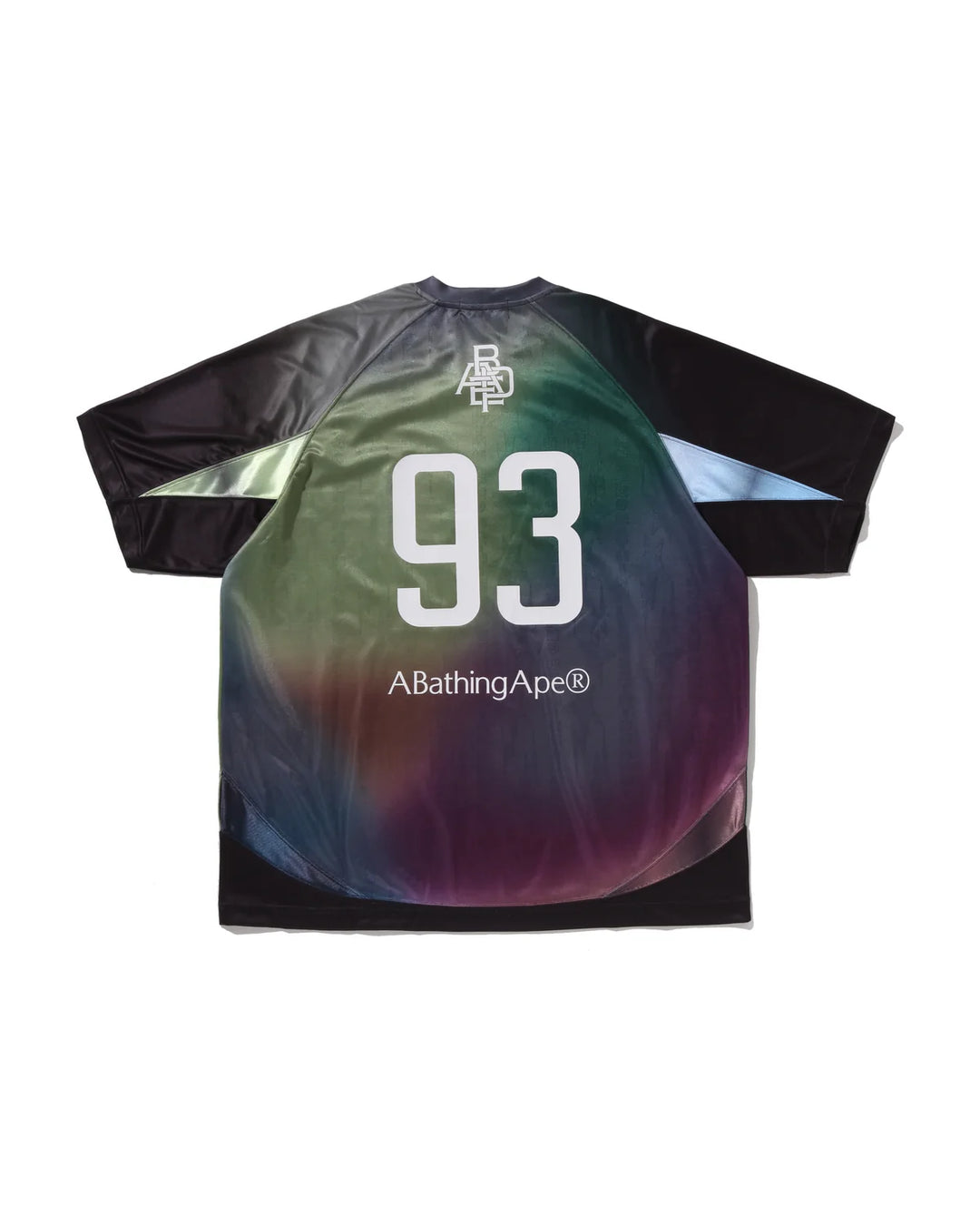 BAPE TIE DYE STA STRIPE PATTERN RELAXED FIT FOOTBALL JERSEY TEE BLACK