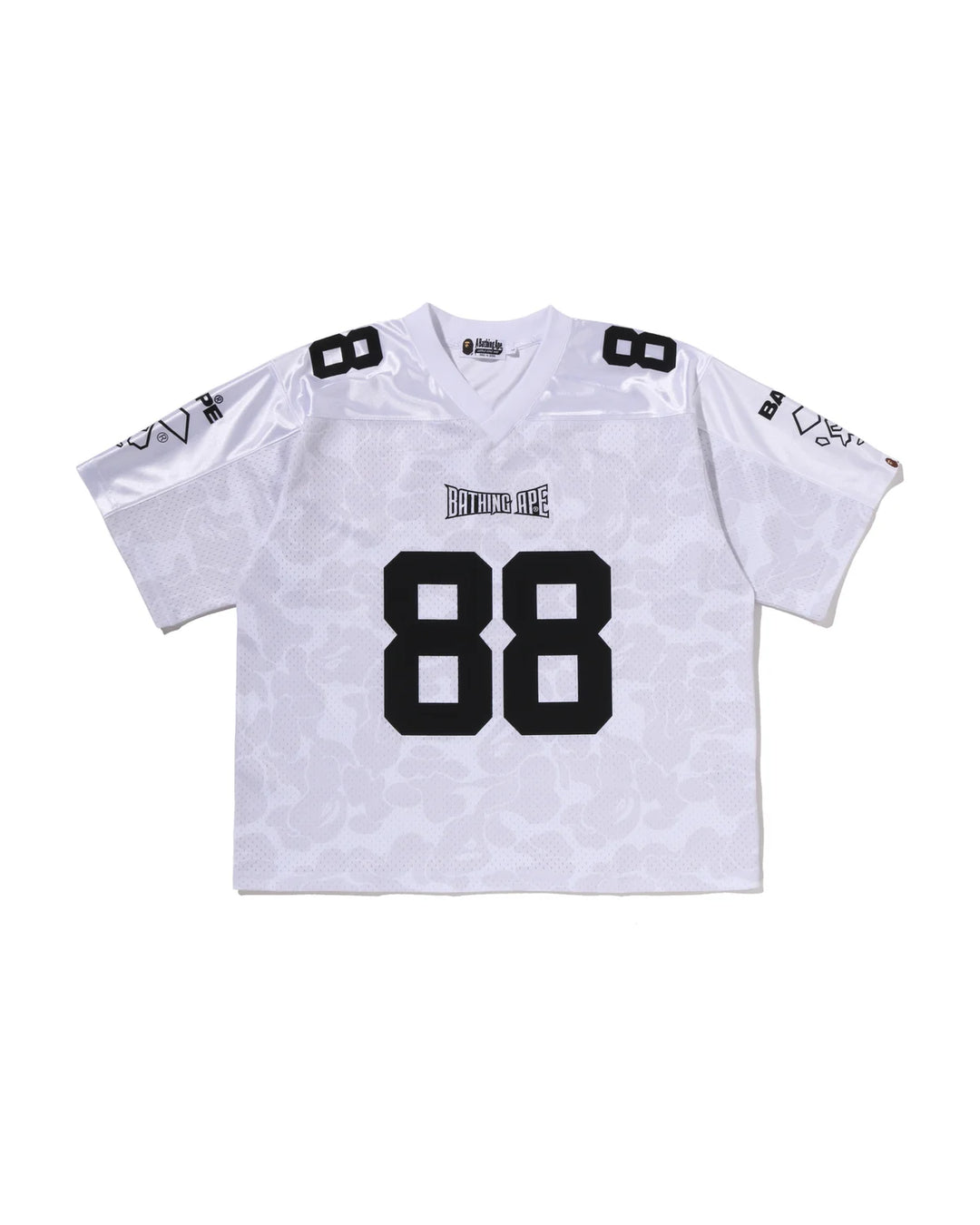 BAPE SOLID CAMO MULTI LOGO RELAXED FIT FOOTBALL JERSEY TEE M WHITE