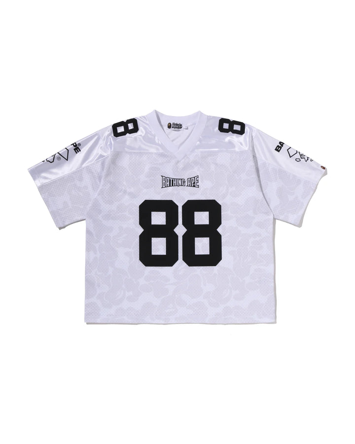 BAPE SOLID CAMO MULTI LOGO RELAXED FIT FOOTBALL JERSEY TEE M WHITE