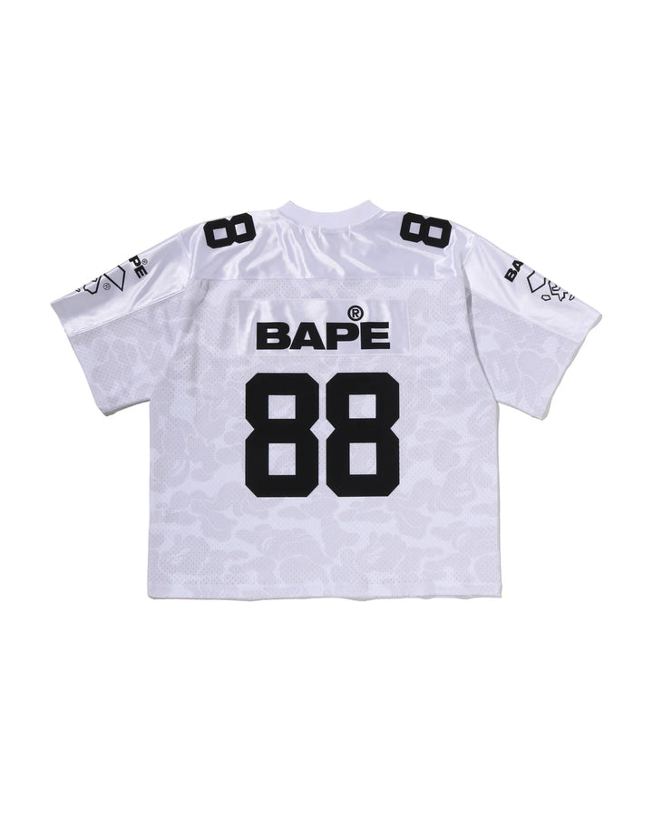 BAPE SOLID CAMO MULTI LOGO RELAXED FIT FOOTBALL JERSEY TEE M WHITE