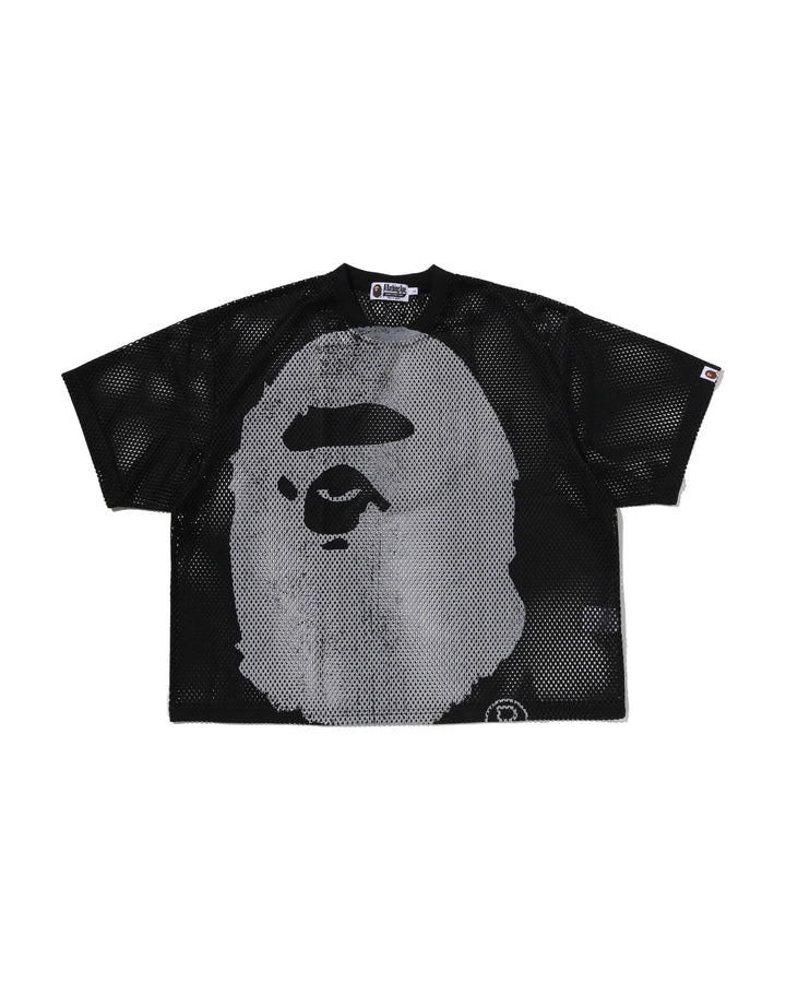 BAPE WATER PRINT APE HEAD MESH RELAXED FIT TEE M BLACK