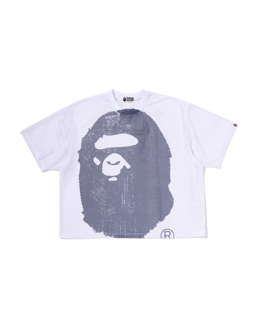 BAPE WATER PRINT APE HEAD MESH RELAXED FIT TEE M WHITE