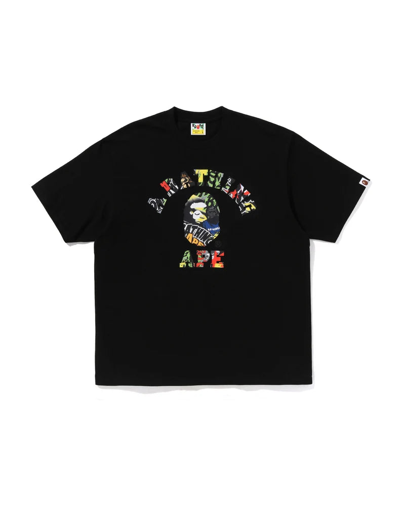 BAPE MULTI LOGO COLLEGE RELAXED FIT TEE M BLACK