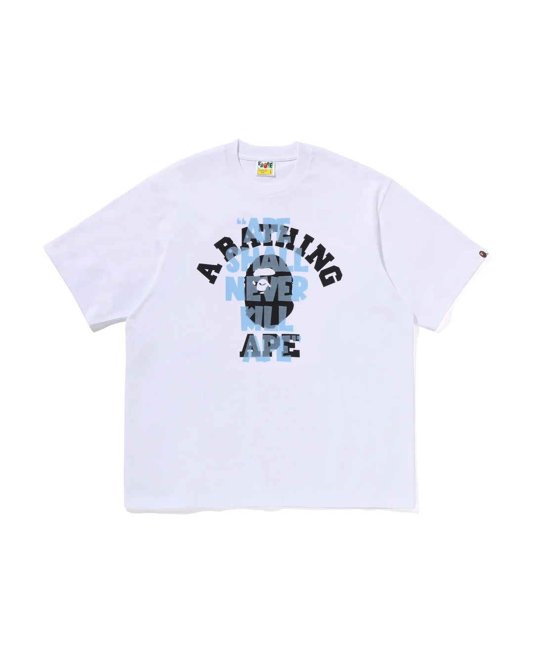 BAPE APE SHALL NEVER KILL APE COLLEGE  RELAXED FIT TEE M WHITE
