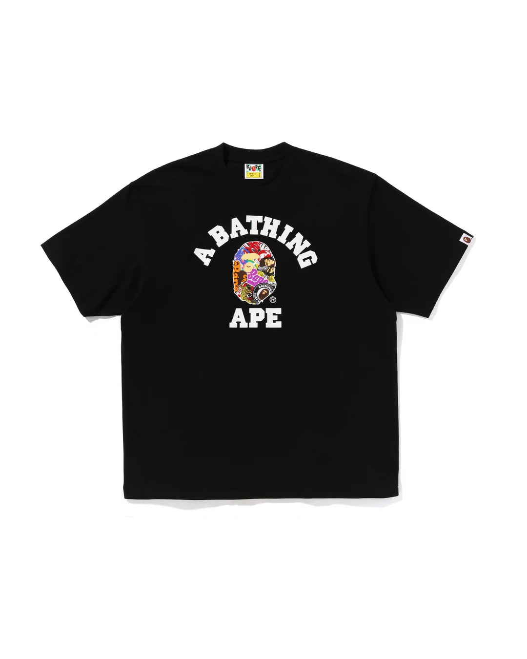 BAPE MULTI LOGO COLLEGE RELAXED FIT TEE M BLACK
