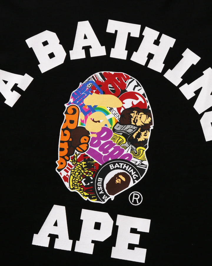 BAPE MULTI LOGO COLLEGE RELAXED FIT TEE M BLACK