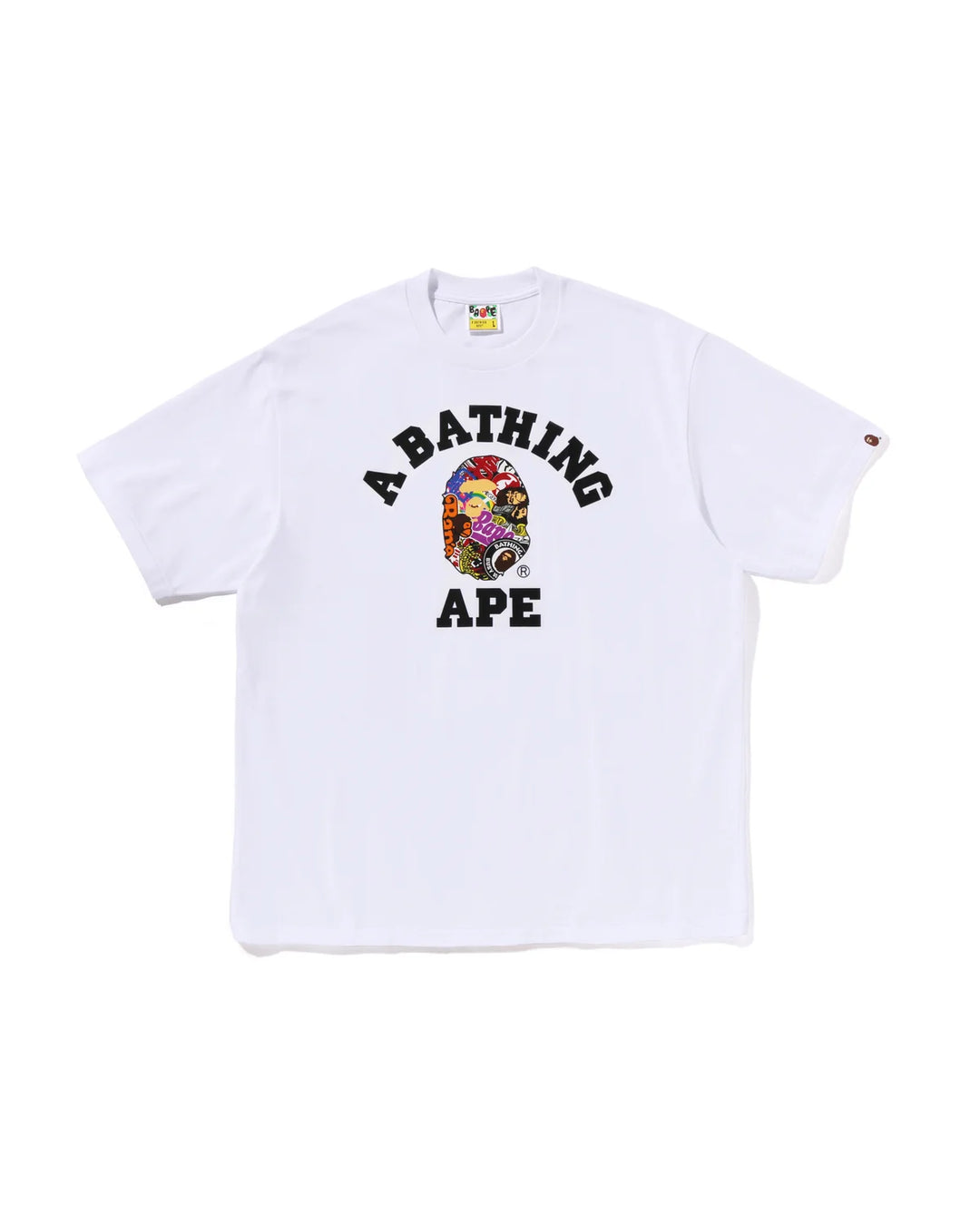 BAPE MULTI LOGO COLLEGE RELAXED FIT TEE M WHITE